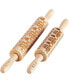 Фото #1 товара Wooden Carved Christmas Rolling Pin 2-Pc.