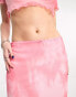 Noisy May mesh maxi skirt co-ord in pink tie dye