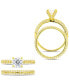 2-Pc. Set Cubic Zirconia Solitaire Ring & Complementing Band in 14k Gold-Plated Sterling Silver