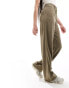 Фото #3 товара Vero Moda Tall linen wide leg dad trousers in khaki green