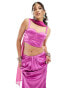 Фото #2 товара Kanya corset top co-ord with attachable mesh drape in fuchsia