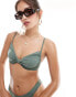 Фото #4 товара ASOS DESIGN Olivia ruched underwired tab detail bikini top in khaki