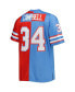 Men's Earl Campbell Light Blue, Red Houston Oilers Big and Tall Gridiron Classics Split Legacy Retired Player Replica Jersey