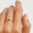 Minimalist silver ring with heart Black Heart Silver AN02-224