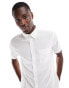 Ben Sherman short sleeve linen shirt in white