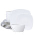 Non Swirl Square Set 12 Piece Dinnerware Set, Service For 4