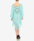 Women's Crocheted Fringed Trim 3/4 Sleeves Cover Up Dress