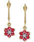 ფოტო #1 პროდუქტის Ruby (1-1/5 ct. t.w.) & Diamond Accent Floral Drop Earrings in 14k Gold