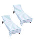 Chaise Lounge Cover (Pack of 2, 30x85 in.), Cotton Terry Towel with Pocket to Fit Outdoor Pool or Lounge Chair, White with Colored Stripes