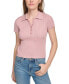 Фото #1 товара Women's Ribbed Short-Sleeve Polo Shirt