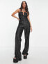 Фото #1 товара Kyo The Brand sequin cut out bust detail relaxed jumpsuit in black
