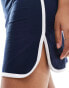 Pieces Sport Core mini skirt co-ord with contrast trim in navy and white