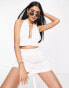 Fashion Union Exclusive halter crop beach top co-ord in white