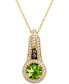 Фото #1 товара Le Vian green Apple Peridot (1-1/3 ct. t.w.) & Diamond (1/4 ct. t.w.) Halo 18" Pendant Necklace in 14k Gold