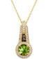 ფოტო #1 პროდუქტის Green Apple Peridot (1-1/3 ct. t.w.) & Diamond (1/4 ct. t.w.) Halo 18" Pendant Necklace in 14k Gold