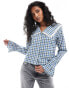 ASOS DESIGN poplin blouse with oversized collar in check Mehrfarbig kariert, L - EU 44-46 - фото #1