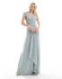 TFNC Tall Bridesmaid flutter sleeve ruffle detail maxi dress in sage Salbei, DE 34 - фото #2