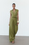 Linen blend knotted wide-leg jumpsuit