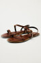 Flat leather slider sandals