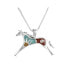 ფოტო #1 პროდუქტის Sterling Silver and Multi-Gemstone Inlay Horse Pendant Necklace, 18 Inches