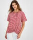 ფოტო #1 პროდუქტის Women's Striped Twist-Hem T-Shirt