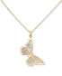 ფოტო #1 პროდუქტის Filigree Lace Butterfly 18" Pendant Necklace in 10k Gold