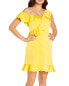 Фото #1 товара Коктейльное платье Aidan by Aidan Mattox с оборками для женщин в лимонном цвете (Размер 14)