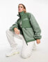 Фото #2 товара ASOS DESIGN Weekend Collective borg nylon zip through fleece in sage green