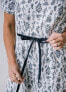 Фото #2 товара Women's Short Pleated Sleeve Woven Dress with Waist Tie