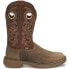 Justin Boots Buffalo Leather Embroidery Square Toe Cowboy Mens Brown Casual Boo