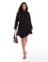 Фото #1 товара ASOS DESIGN Curve high neck mini tea dress in black