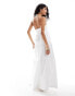 The Frolic sandy shirred back tiered maxi beach dress in off white weiß, 34 - фото #3