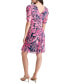 ფოტო #1 პროდუქტის Petite Short-Sleeve Ruched V-Neck Chiffon Dress