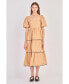 ფოტო #1 პროდუქტის Women's Colorblock Scallop Midi Dress