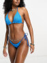 We Are We Wear reversible melissa rib tie side bikini bottom in blue