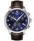ფოტო #1 პროდუქტის Men's Swiss Chronograph Chrono XL Classic T-Sport Brown Leather Strap Watch 45mm