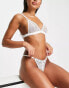 ASOS DESIGN Premium bridal embroidery flower thong with satin ruched straps in white