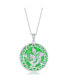 Фото #1 товара Sterling Silver Round w/ Dragon Design Jade Necklace