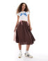 Glamorous a line skirt in brown with pink velvet bow ties