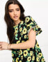 Фото #3 товара New Look jersey smock mini dress in yellow sunflower print