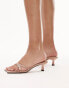 Topshop Crystal premium leather kitten heel with buckle in mink pink