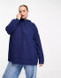 Threadbare Plus Willow hoody jumper in navy