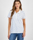 Фото #1 товара Women's Dot Print Short Sleeve Polo Shirt