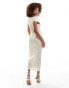 ASOS DESIGN textured maxi dress with v bar in cream