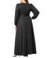 Фото #3 товара Women's Plus Size Modern Muse Long Sleeve Wrap Gown