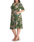 ფოტო #3 პროდუქტის Women's Plus Size Gabriella Ruched Sleeve Midi Dress with Pockets