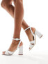 Be Mine Bridal Snuggle plisse block heeled sandals in ivory