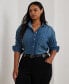 Plus Size Relaxed-Fit Denim Shirt