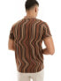 Фото #5 товара ASOS DESIGN polo in brown and beige wavy stripe