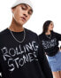 Фото #2 товара ASOS DESIGN unisex graphic sweatshirt in black with The Rolling Stones logo print